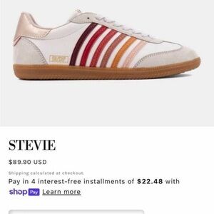 NEW StevieWhite Sneakers with Red and Orange Stripe Accents Size 8.5